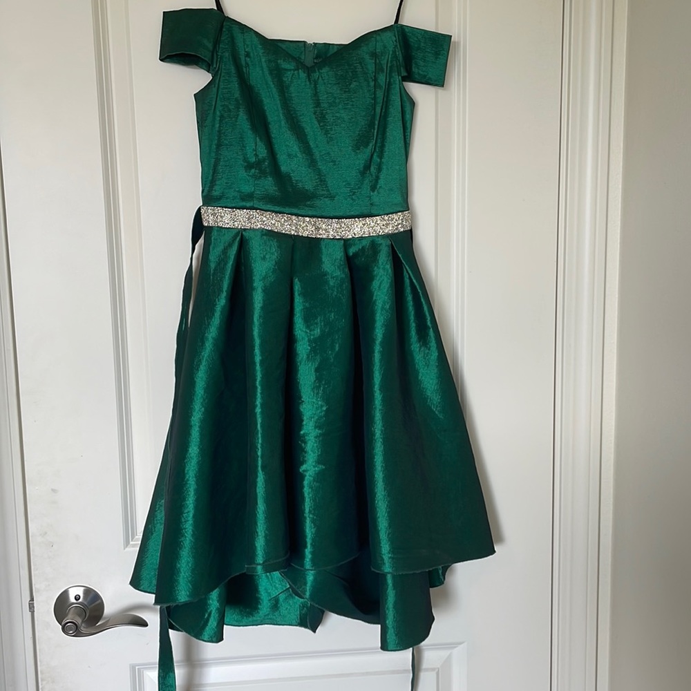 Emerald Green Off the shoulder mini Prom Dress By Forever Unique